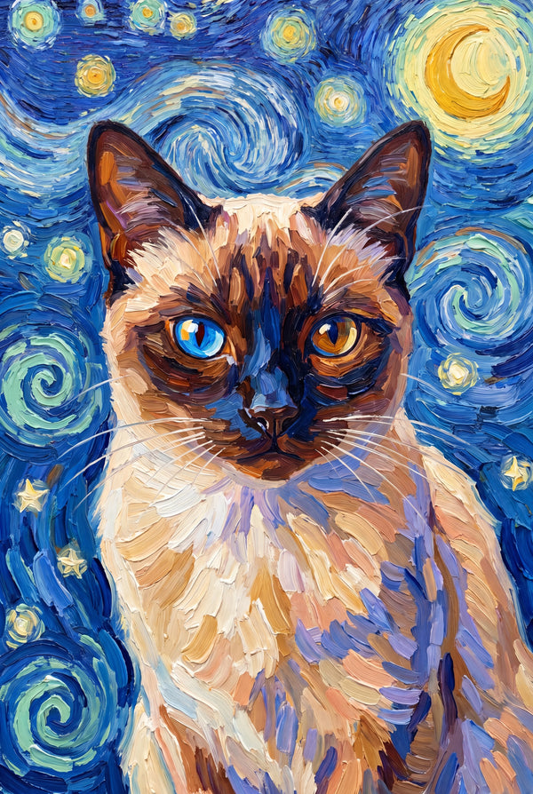 Van Gogh Starry Night pet portrait style preview