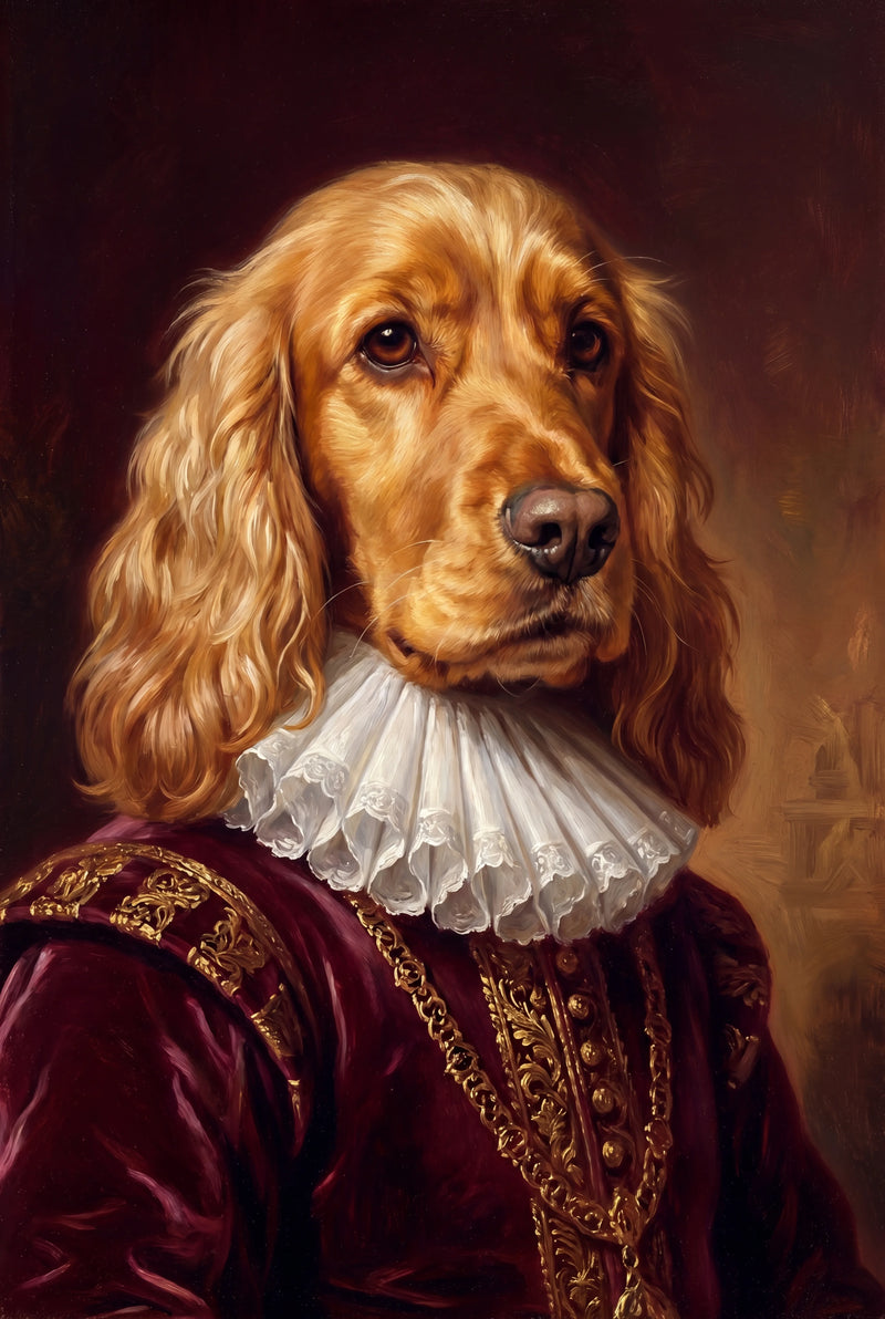 Custom AI-generated pet portrait — framed fine-art print, SnoutCraft signature art style