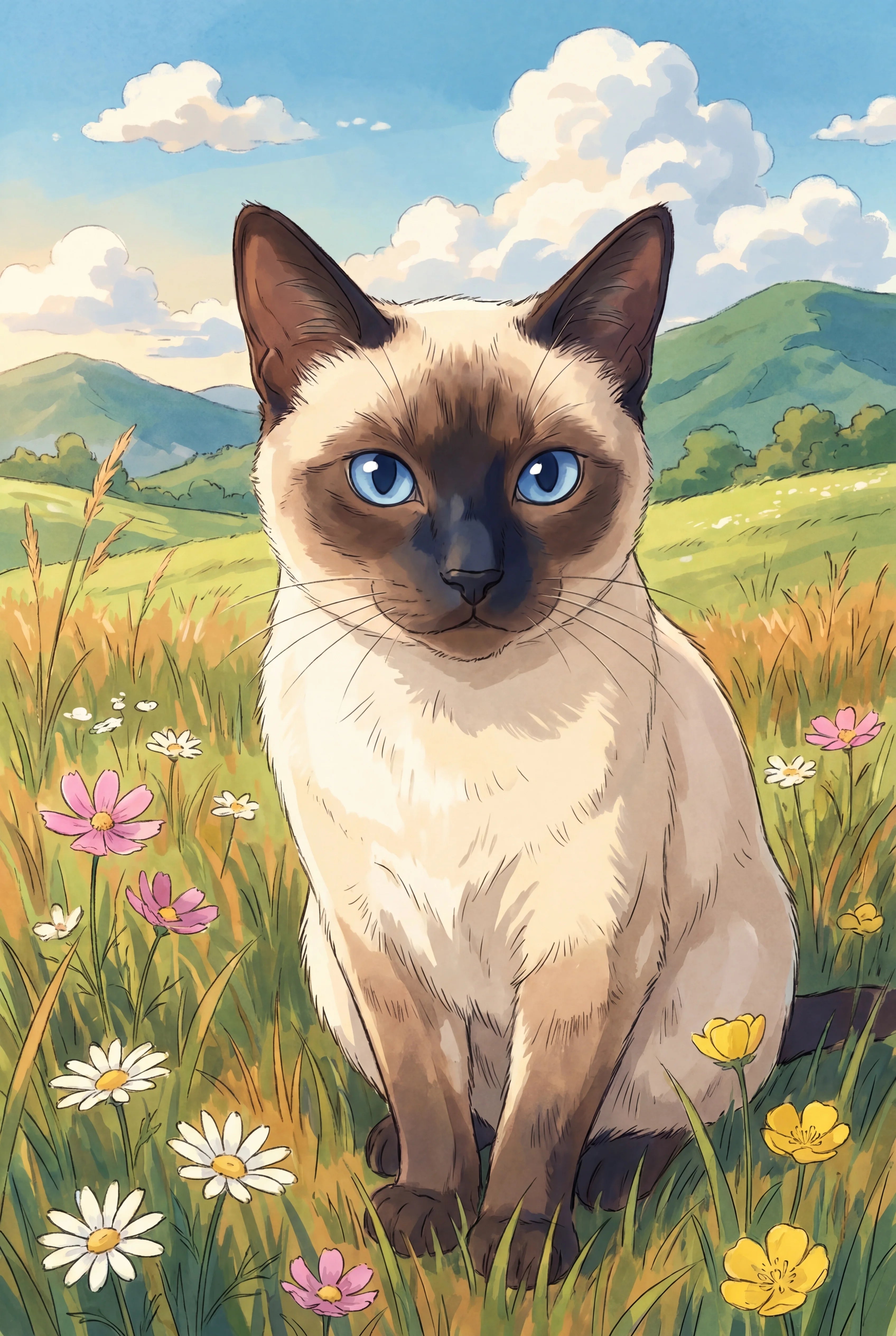 Anime Meadow Pet Portrait