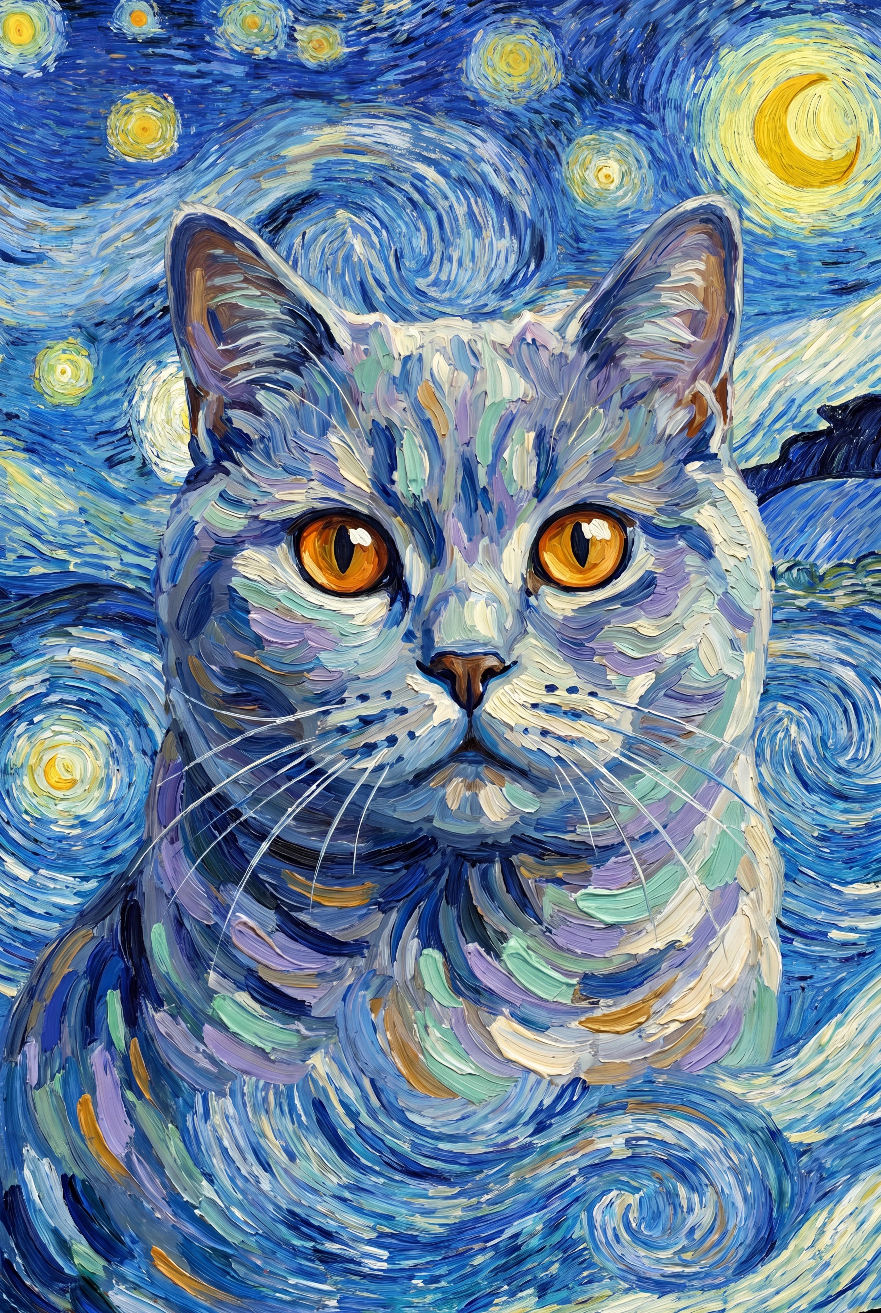 Van Gogh Starry Night Pet Portrait