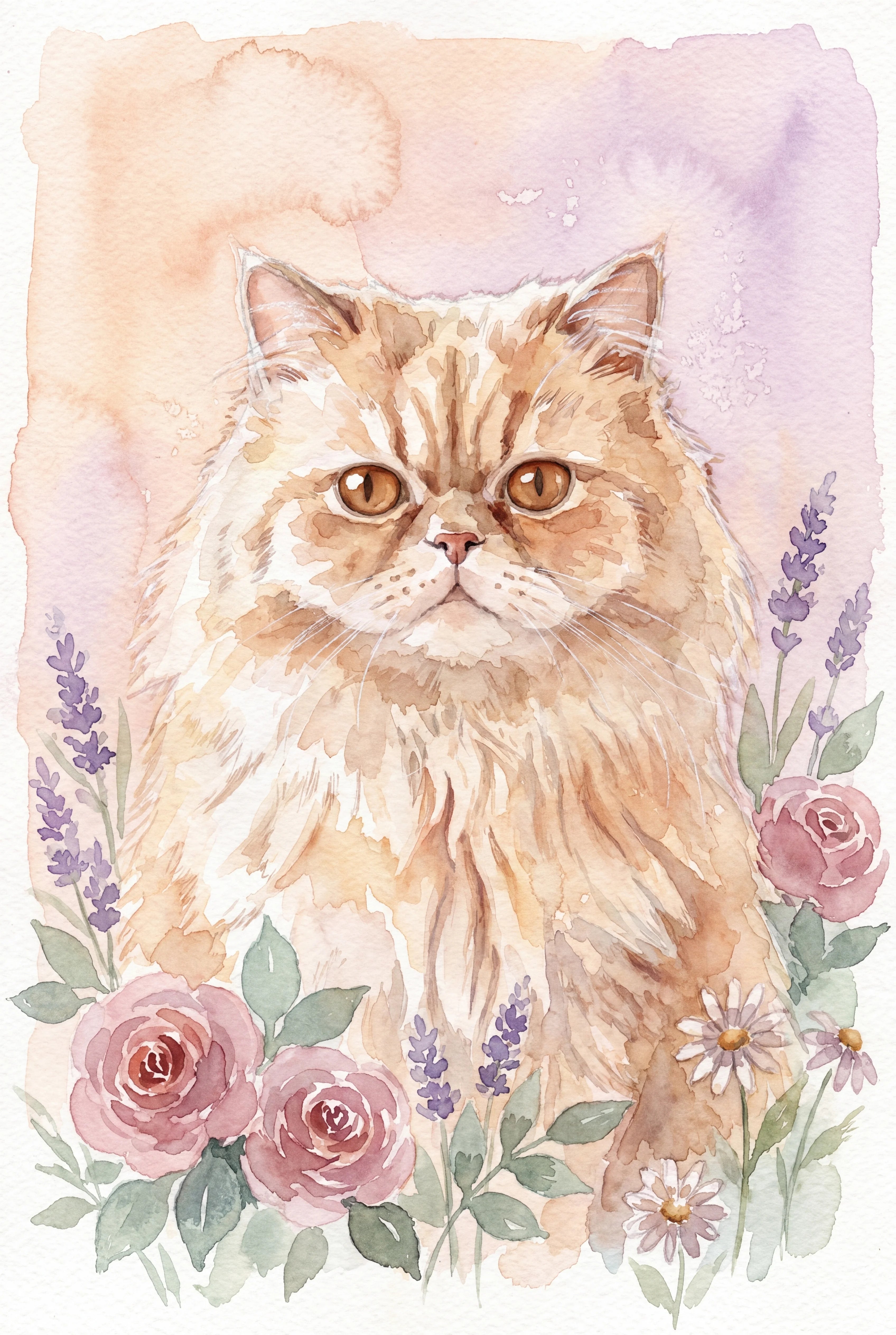 Watercolour Garden Pet Portrait