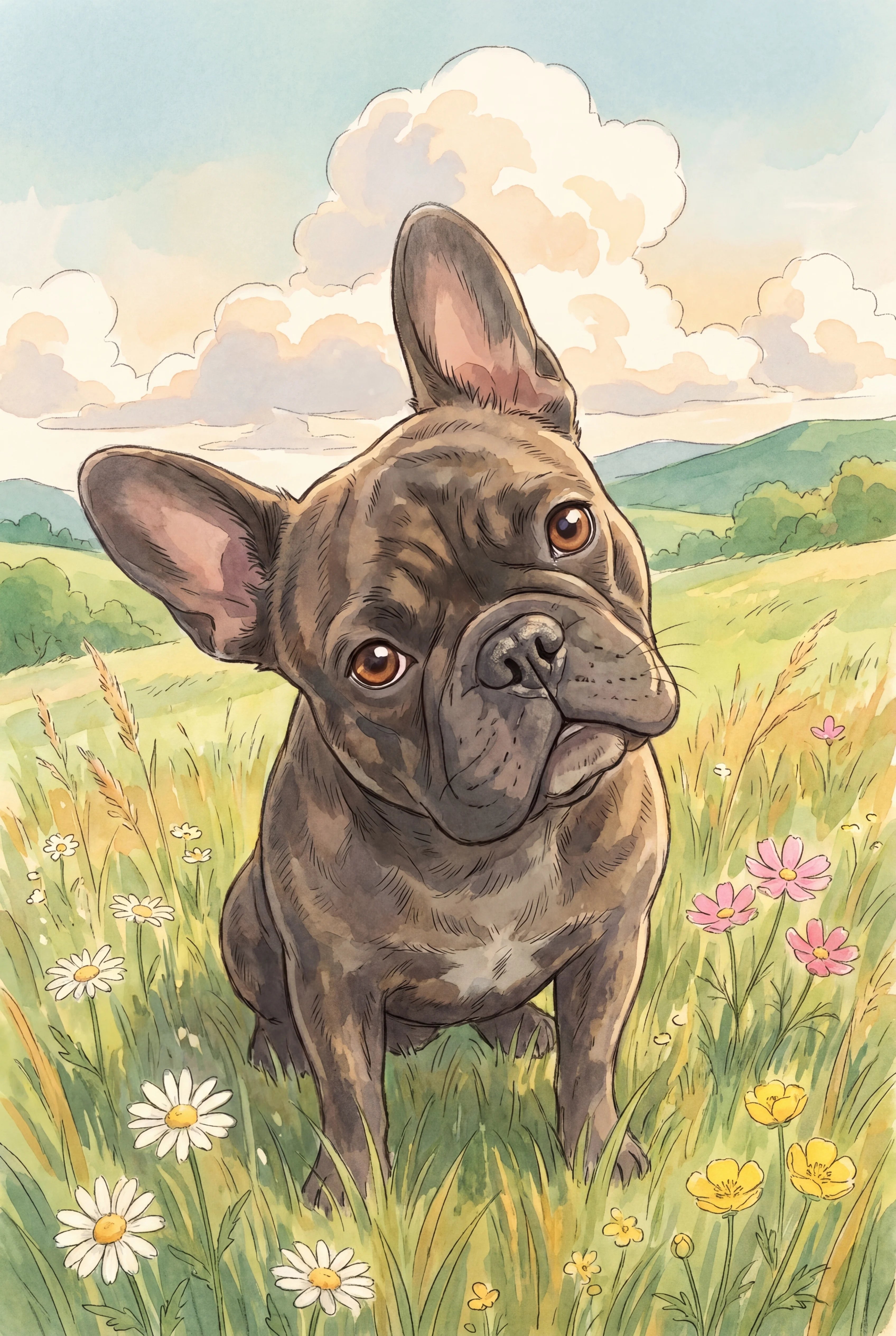Anime Meadow Pet Portrait