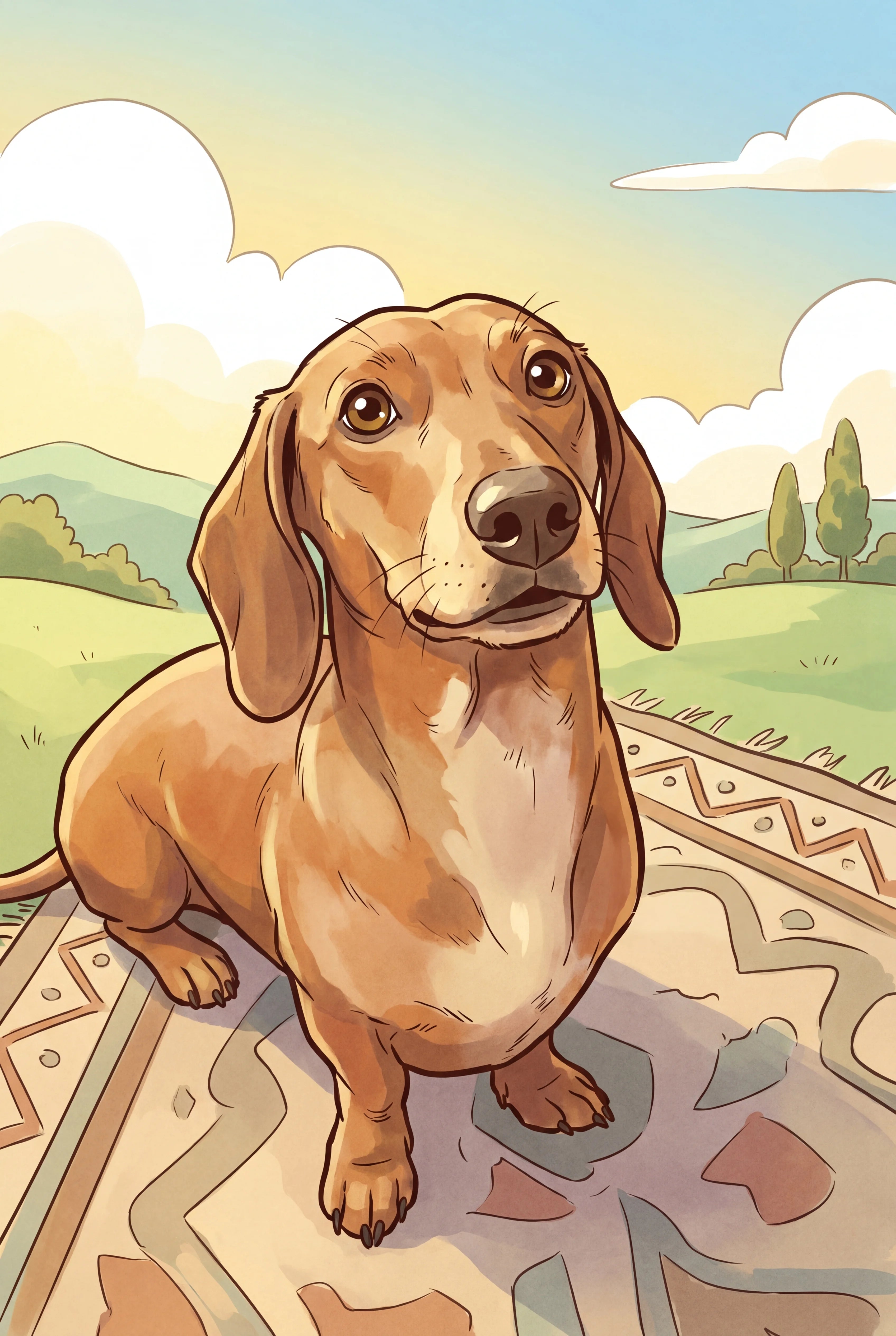 Warm Classic Comic Pet Portrait