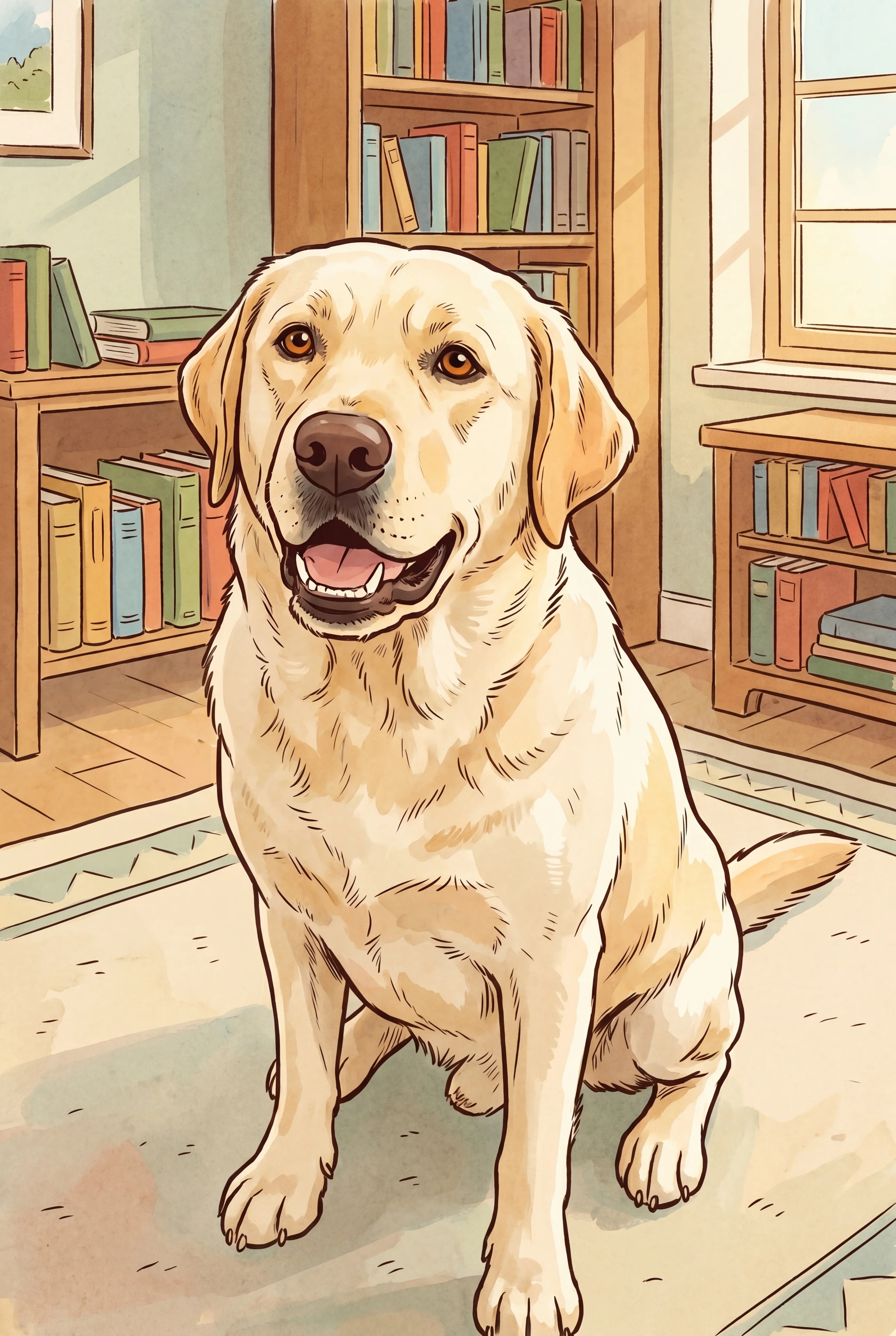 Warm Classic Comic Pet Portrait